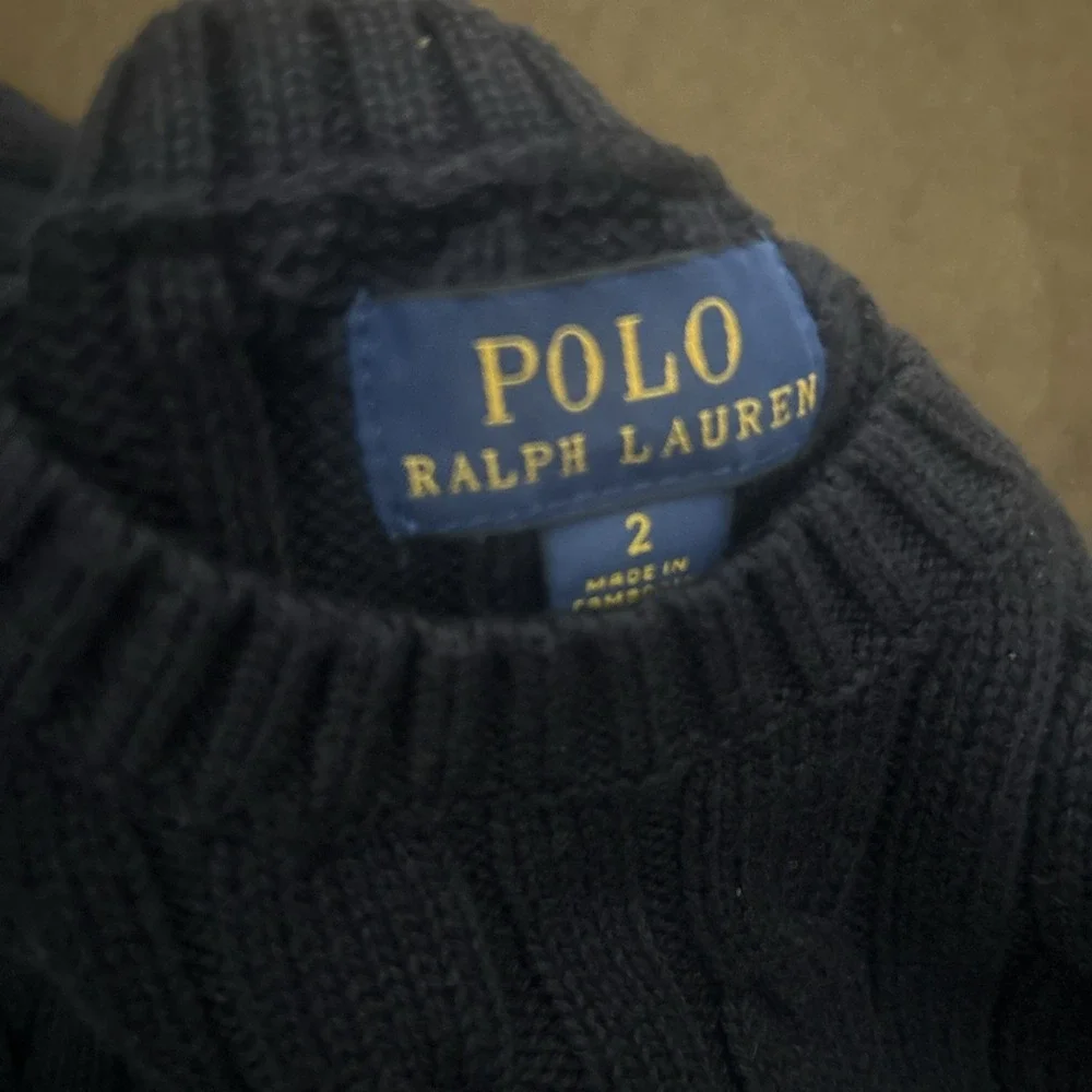 Ralph Lauren Navy Cable-Knit Cotton Pullover Sweater 2 Crew Neck Long Sleeve
